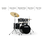 TAMA Imperialstar 5-Piece Complete Drum Set With 18-inch Bass Drum and MEINL HCS Cymbals