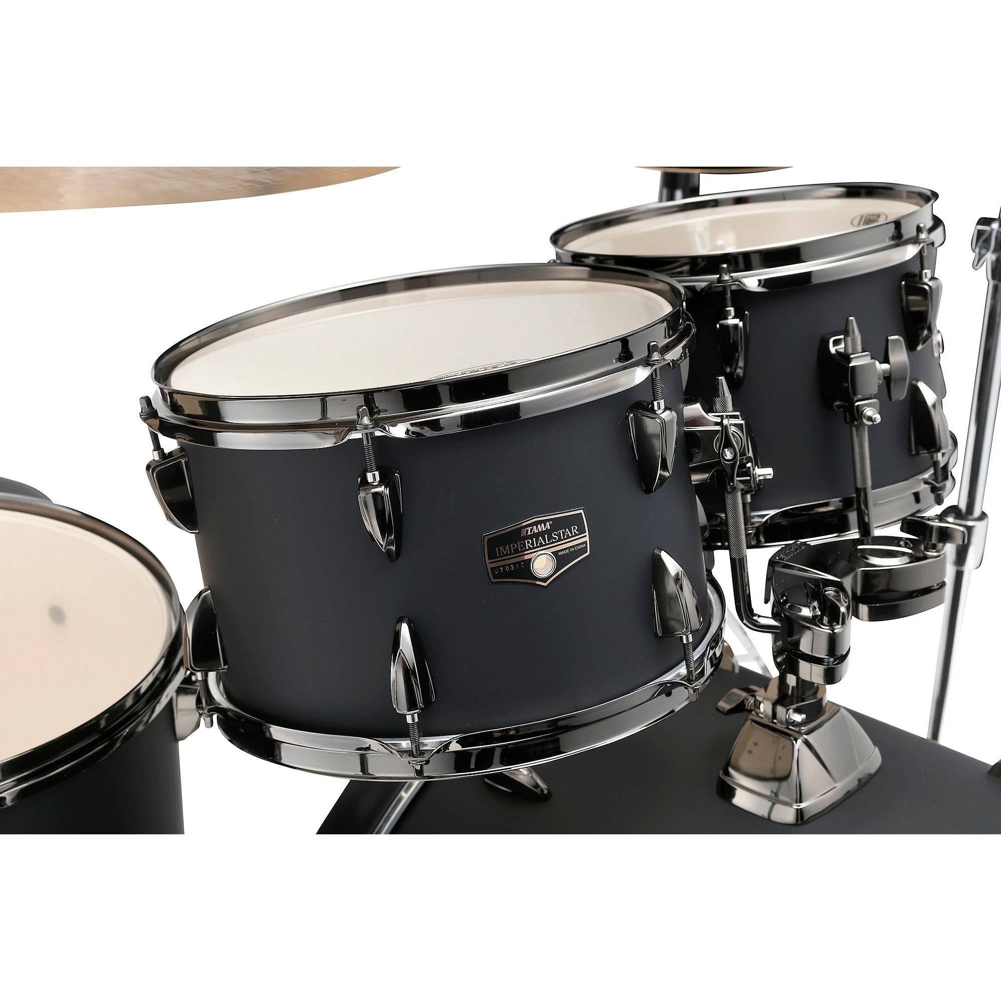 TAMA Imperialstar 5-Piece Complete Drum Set With 22-inch Bass Drum and MEINL HCS Cymbals Blacked Out Black