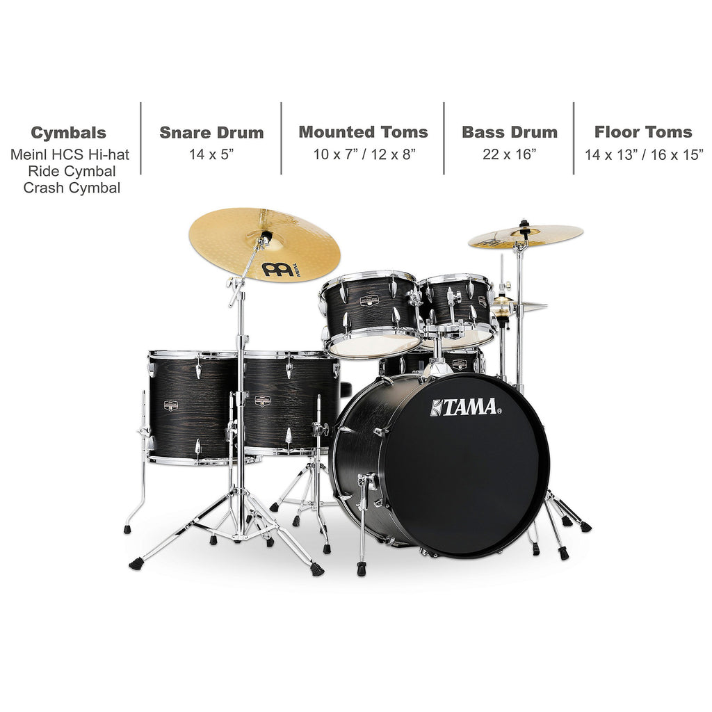 TAMA Imperialstar 6-Piece Complete Drum Set With MEINL HCS Cymbals and 22-inch Bass Drum