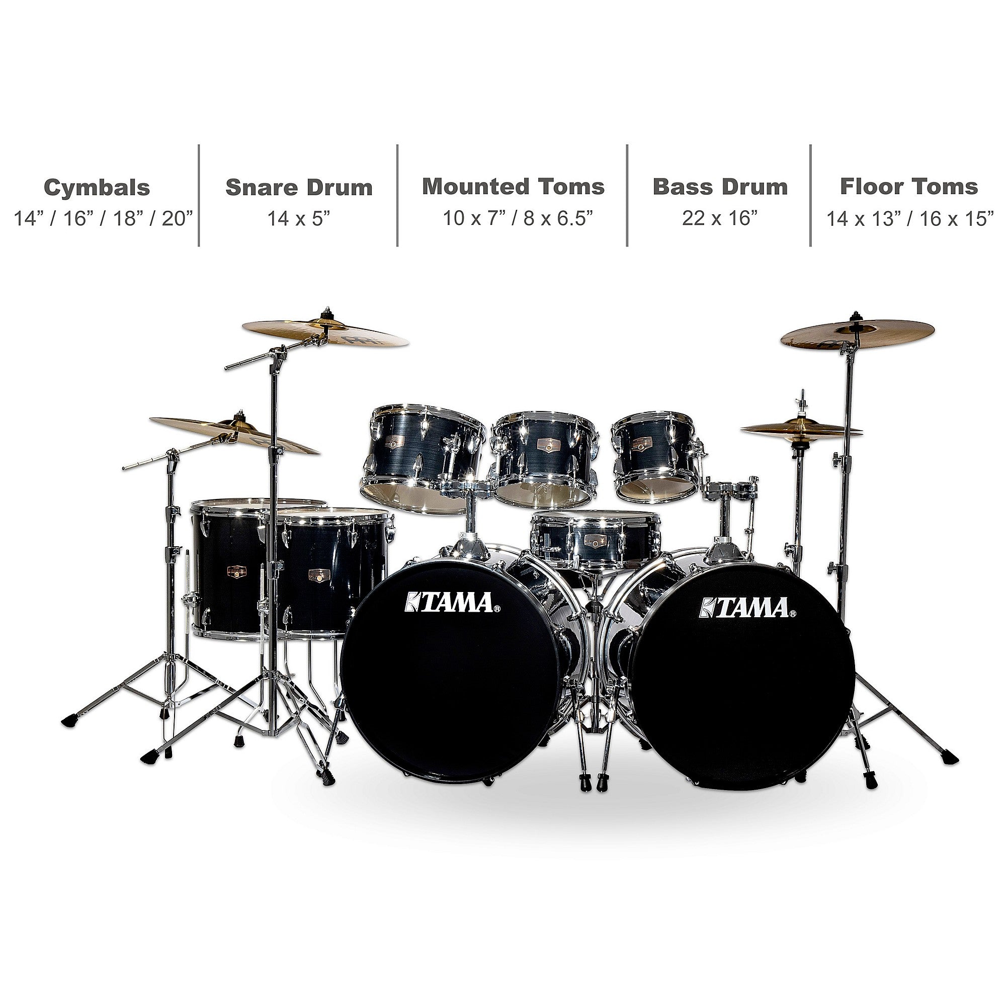 TAMA Imperialstar 8-Piece Double Bass Drum Set With MEINL HCS Cymbals