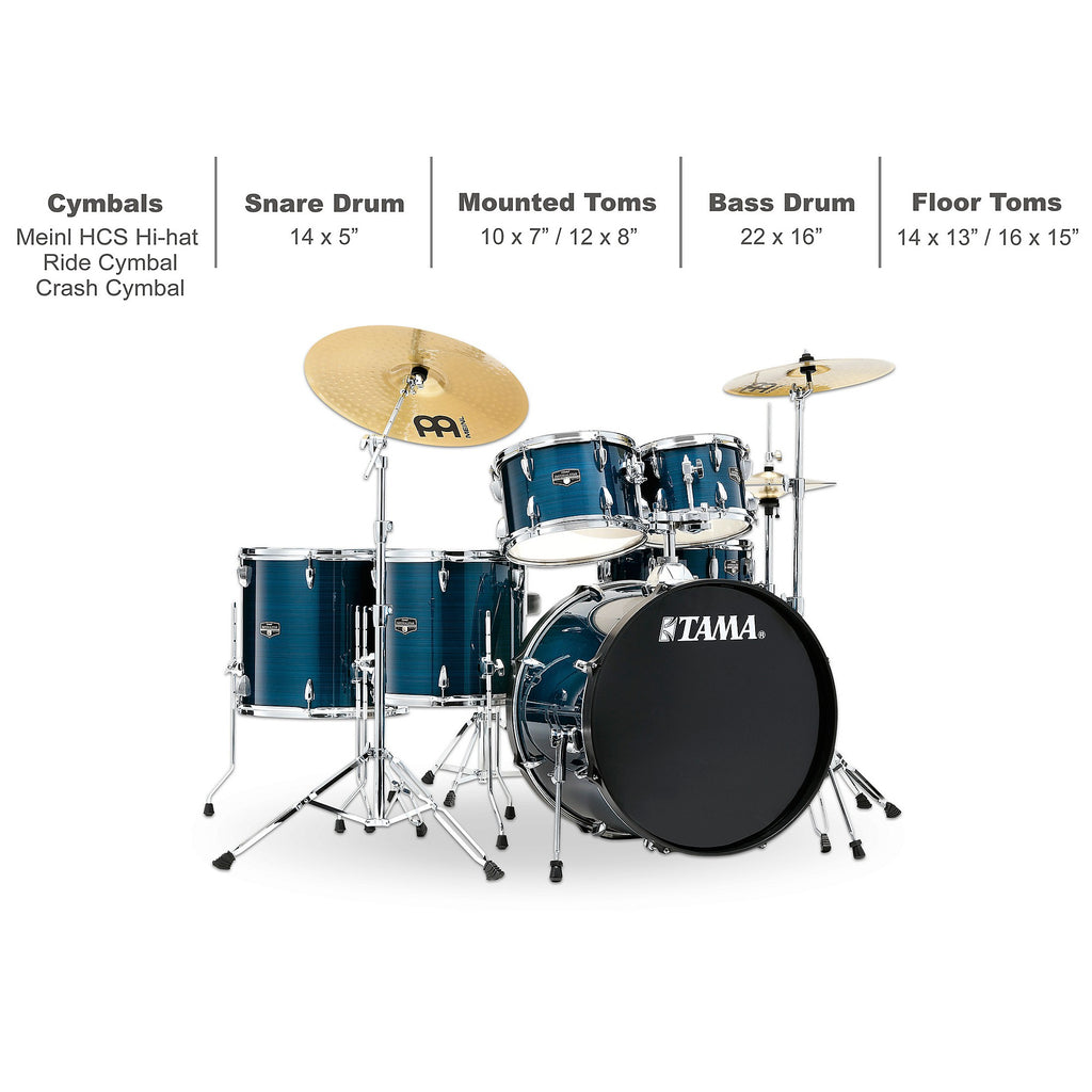 TAMA Imperialstar 6-Piece Complete Drum Set With MEINL HCS Cymbals and 22-inch Bass Drum