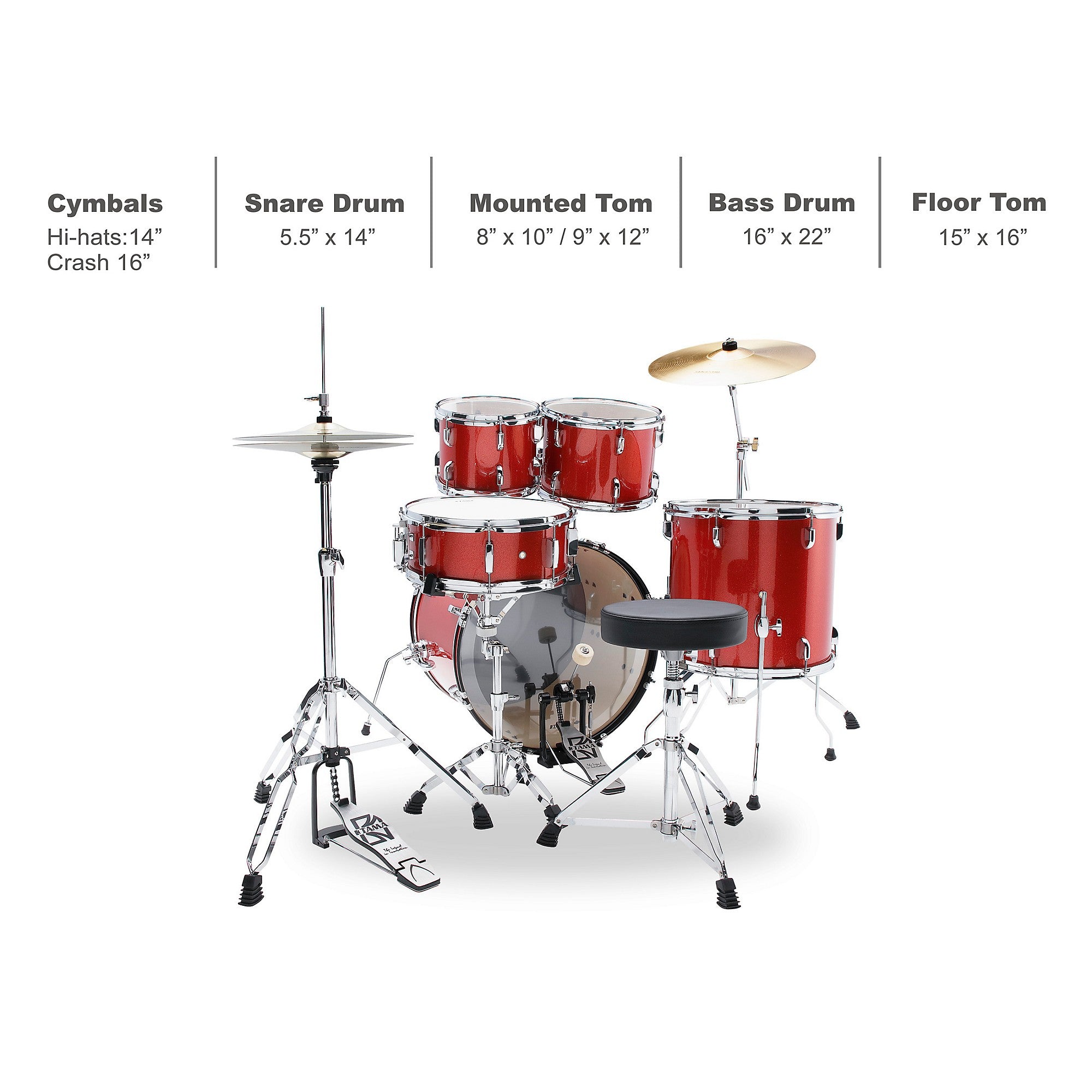 TAMA Stagestar 5-Piece Complete Drum Set With 22-inch Bass Drum