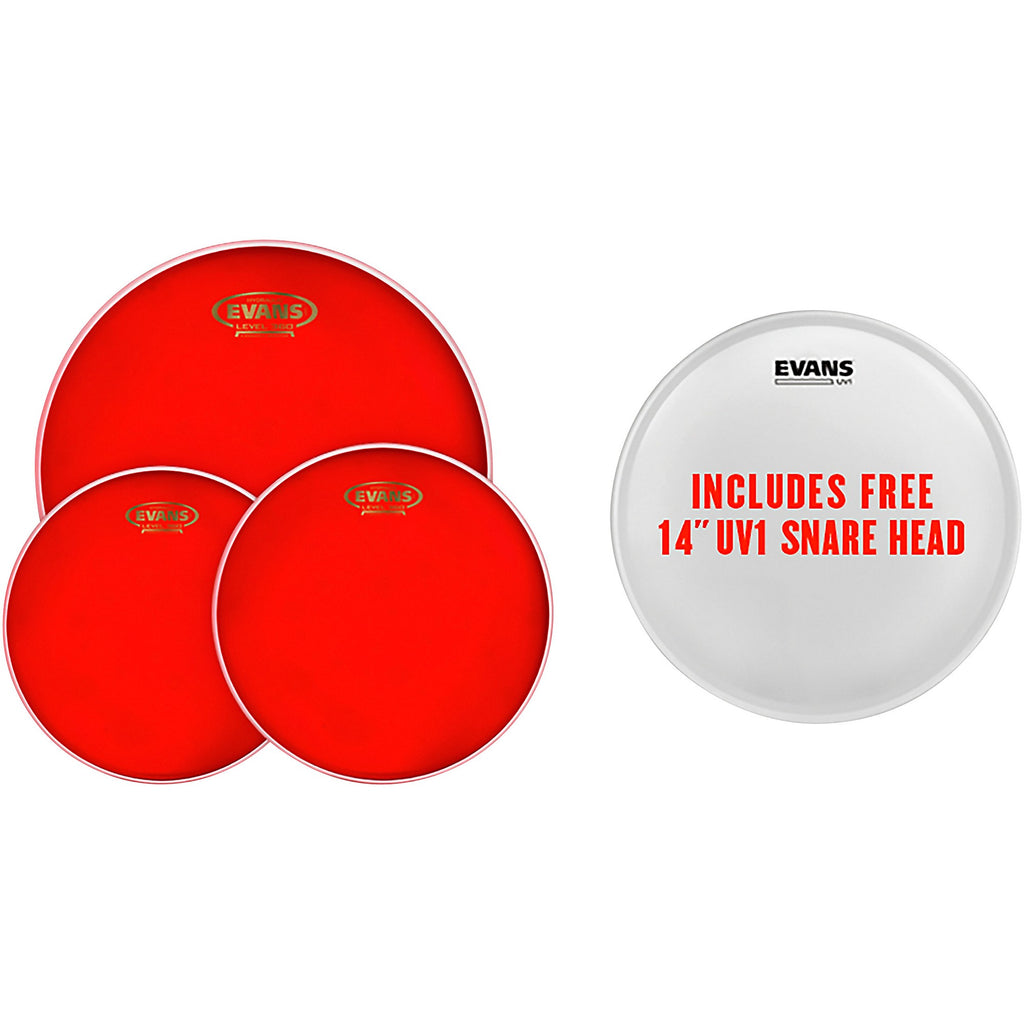 Evans Hydraulic Red Tom Pack With Free 14-inch UV1 Snare Head