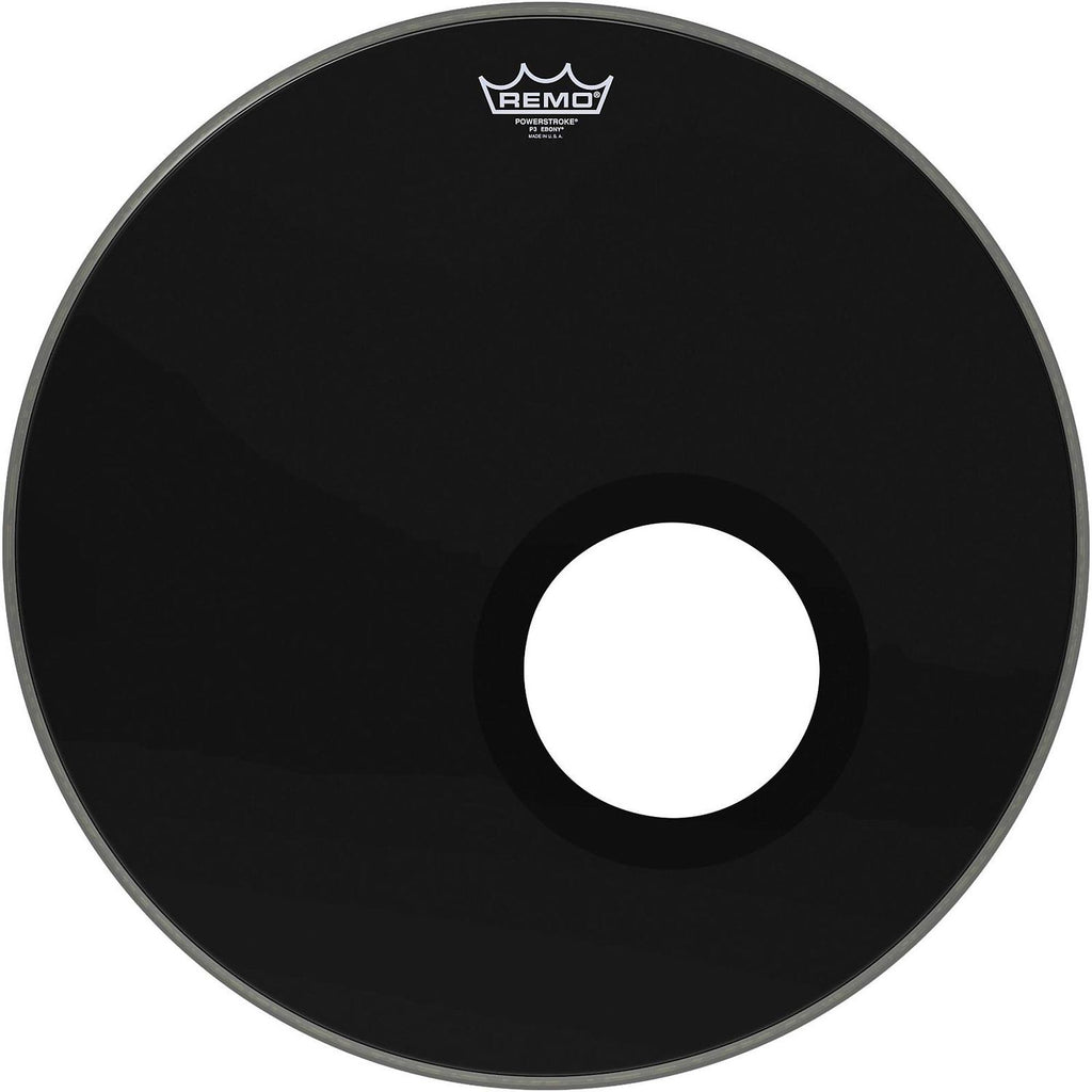 Remo Ebony Powerstroke 3 Resonant Bass Drum Head With 5-inch Port Hole