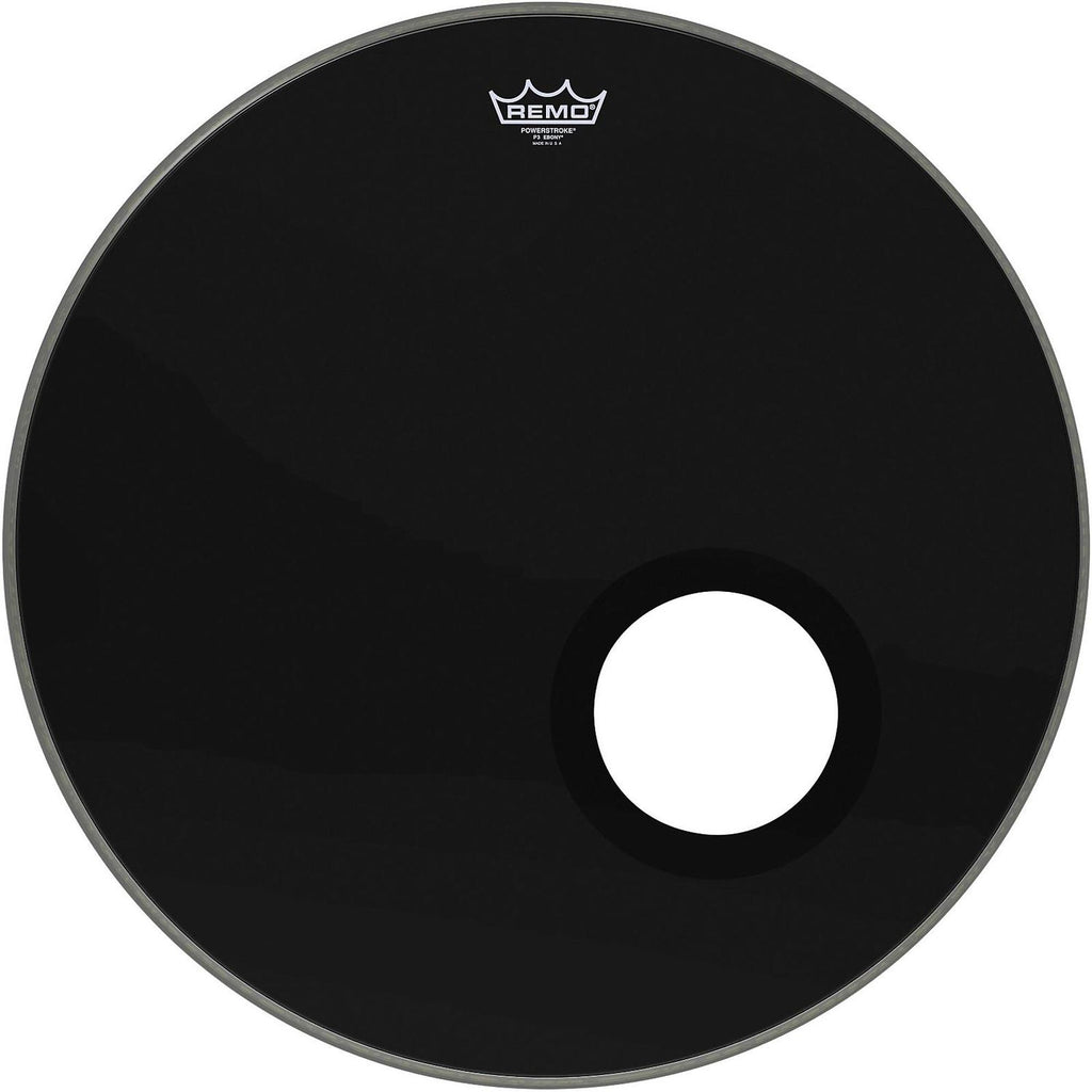 Remo Ebony Powerstroke 3 Resonant Bass Drum Head With 5-inch Port Hole