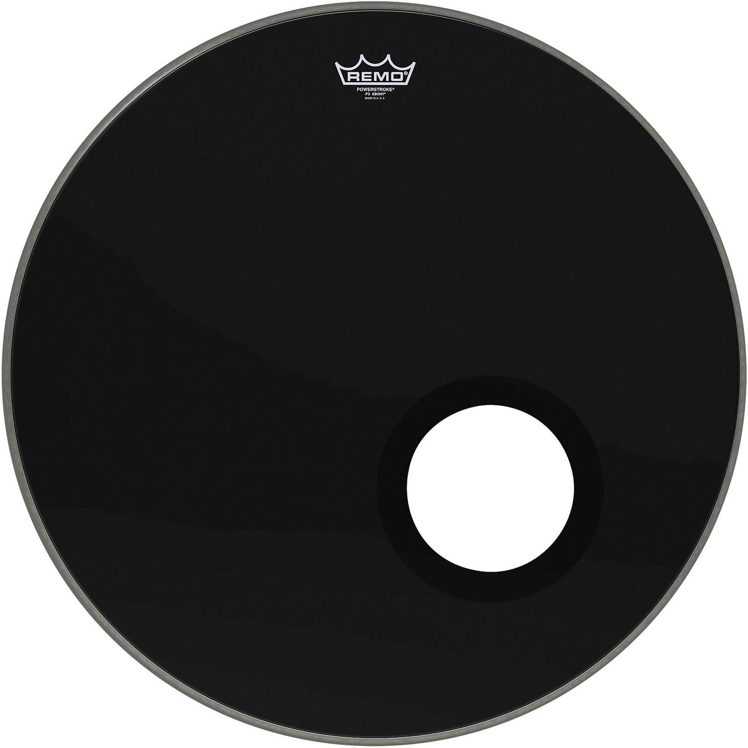 Remo Ebony Powerstroke 3 Resonant Bass Drum Head With 5-inch Port Hole