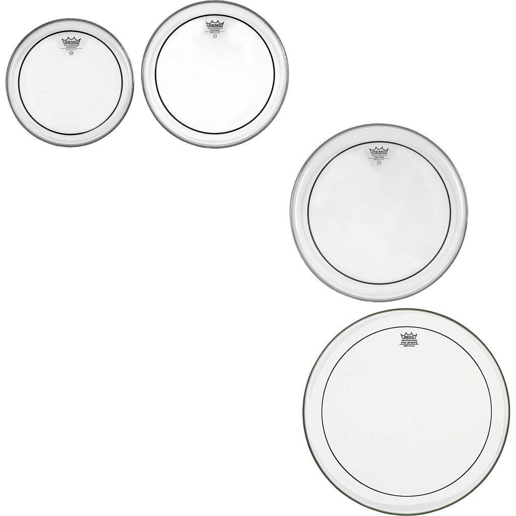 Remo Pinstripe Clear 4-Piece Tom Drum Head Pack