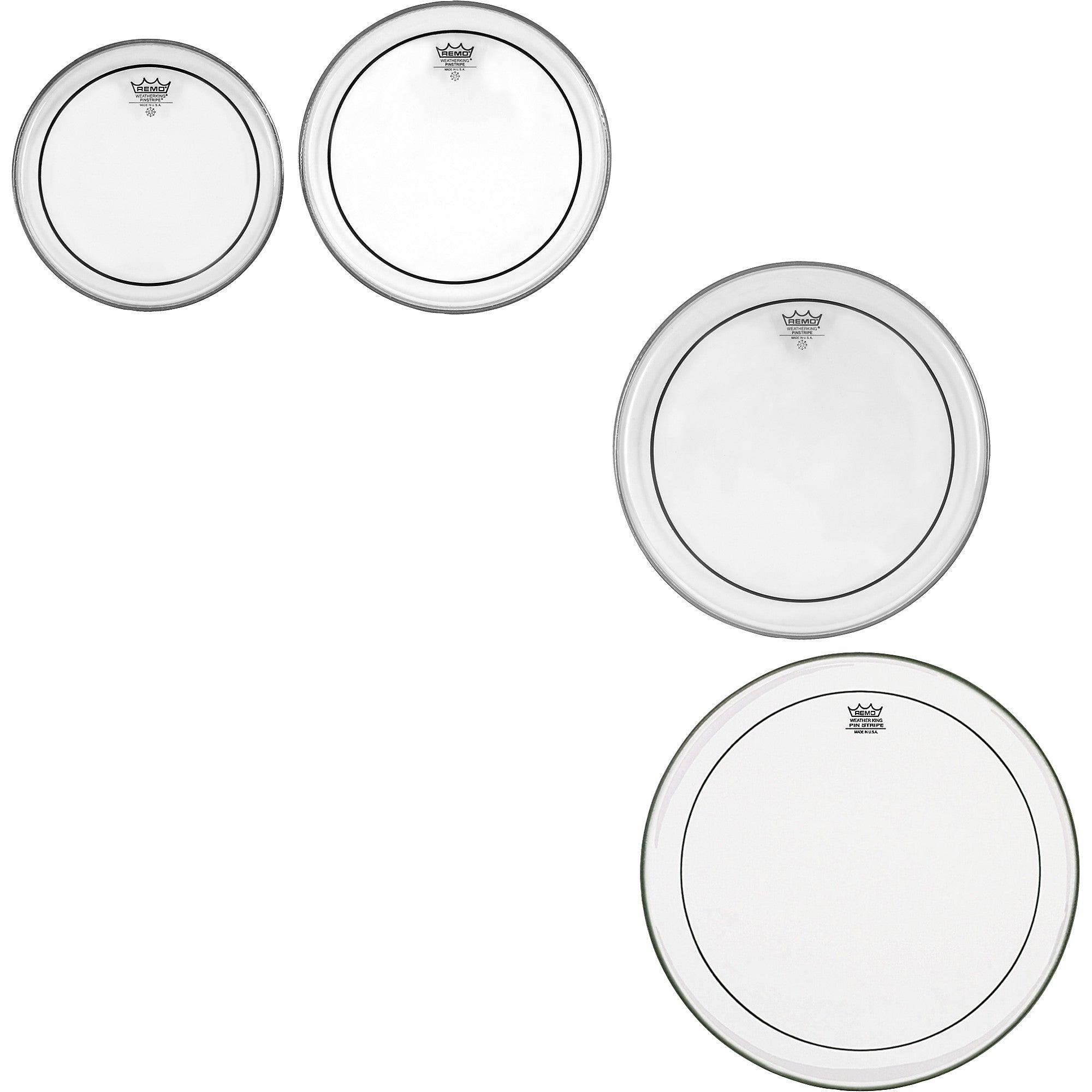 Remo Pinstripe Clear 4-Piece Tom Drum Head Pack