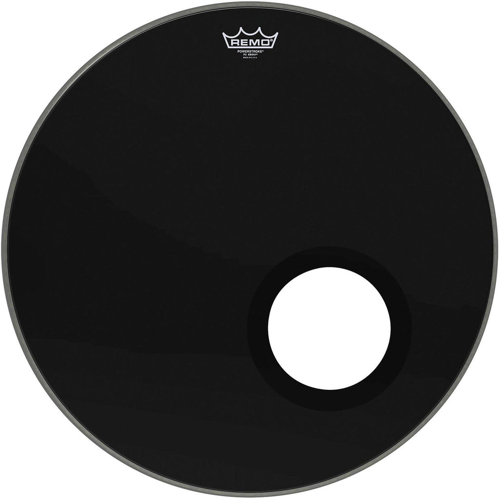 Remo Ebony Powerstroke 3 Resonant Bass Drum Head With 5-inch Port Hole
