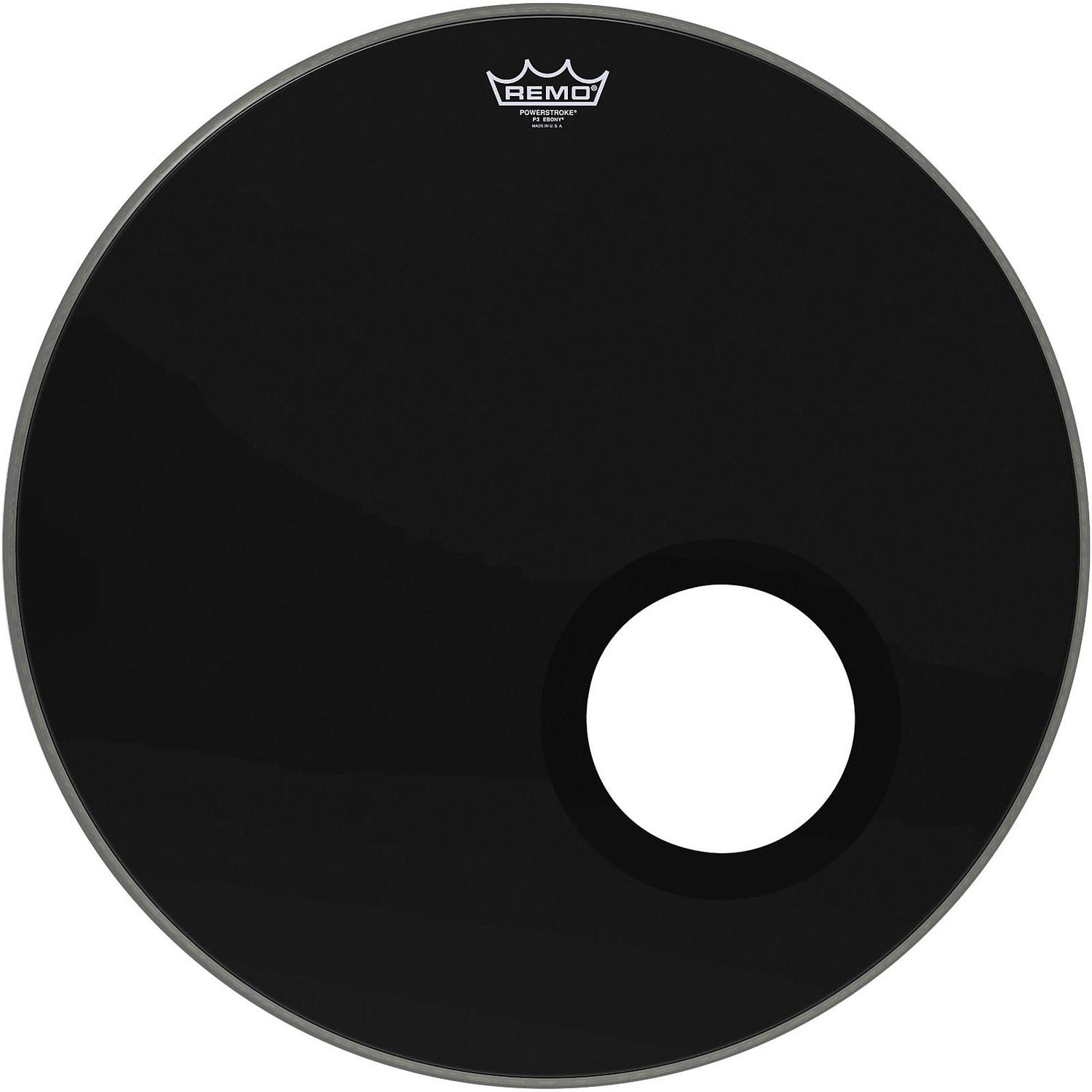 Remo Ebony Powerstroke 3 Resonant Bass Drum Head With 5-inch Port Hole
