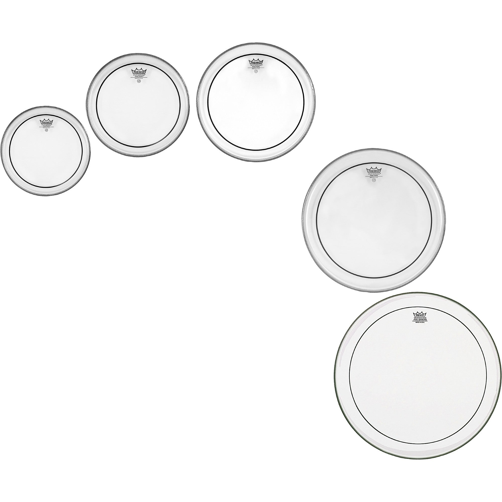 Remo Pinstripe Clear 5-piece Tom Drumhead Pack