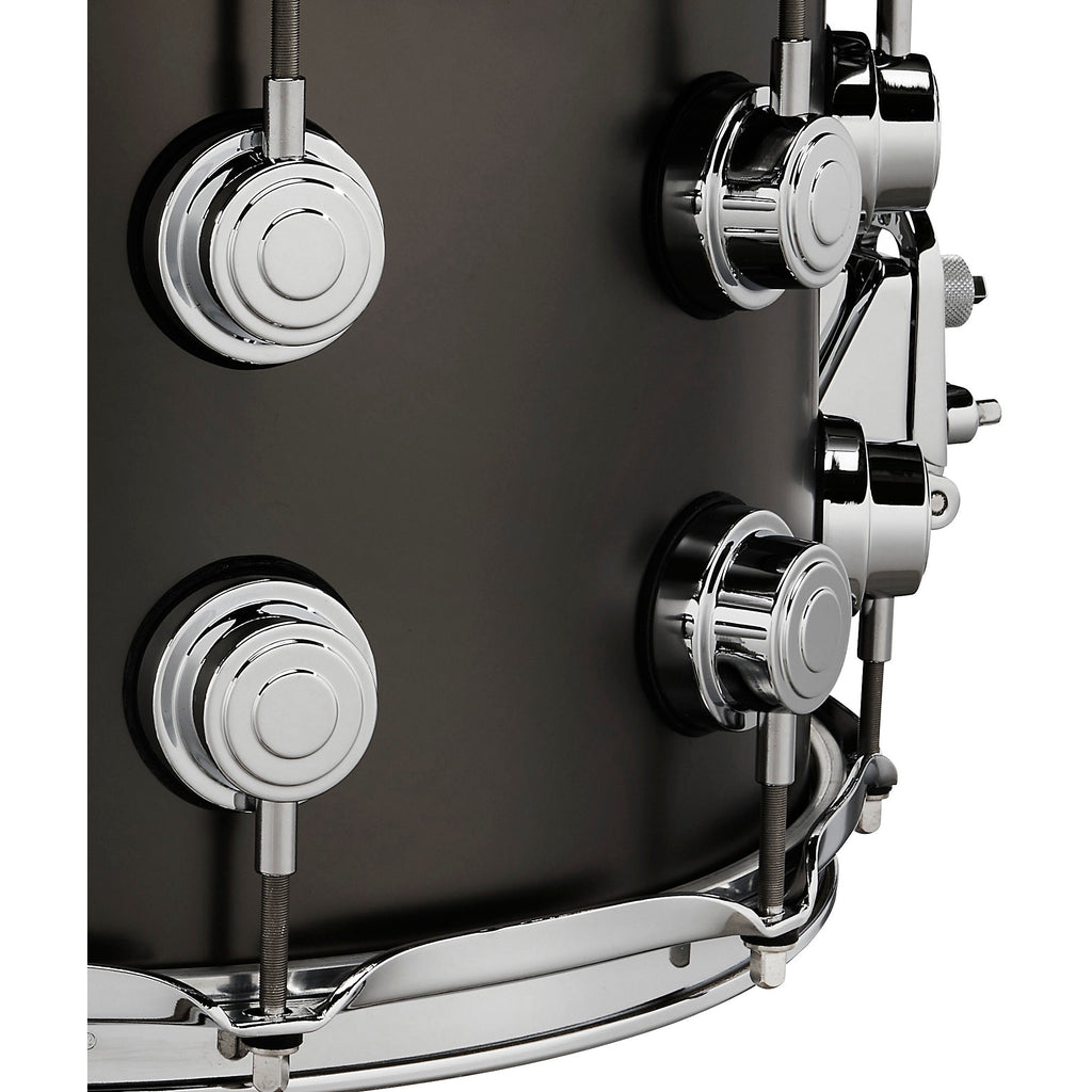 DW Collector's Series Satin Black Over Brass Snare Drum With Chrome Hardware