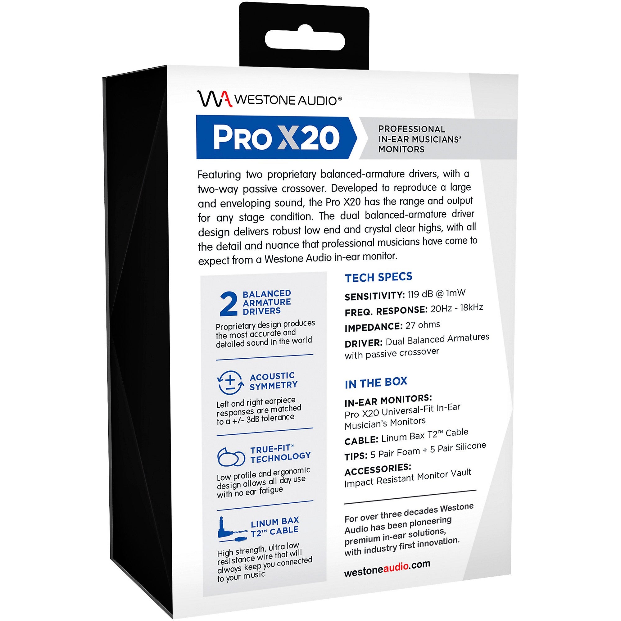 Westone Audio Pro X20 Professional In-Ear Monitors Clear
