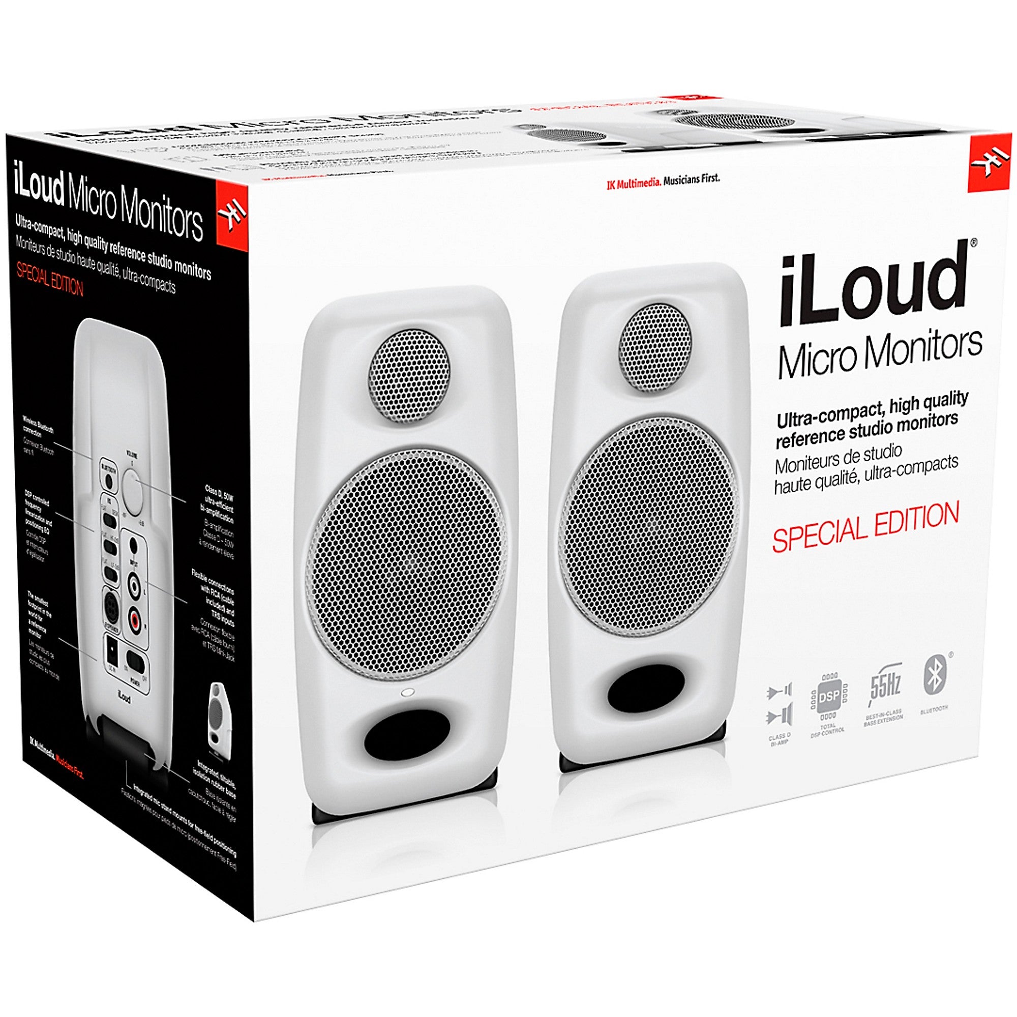 IK Multimedia iLoud Micro Monitor 3-inch Powered Studio Monitors (Pair), White