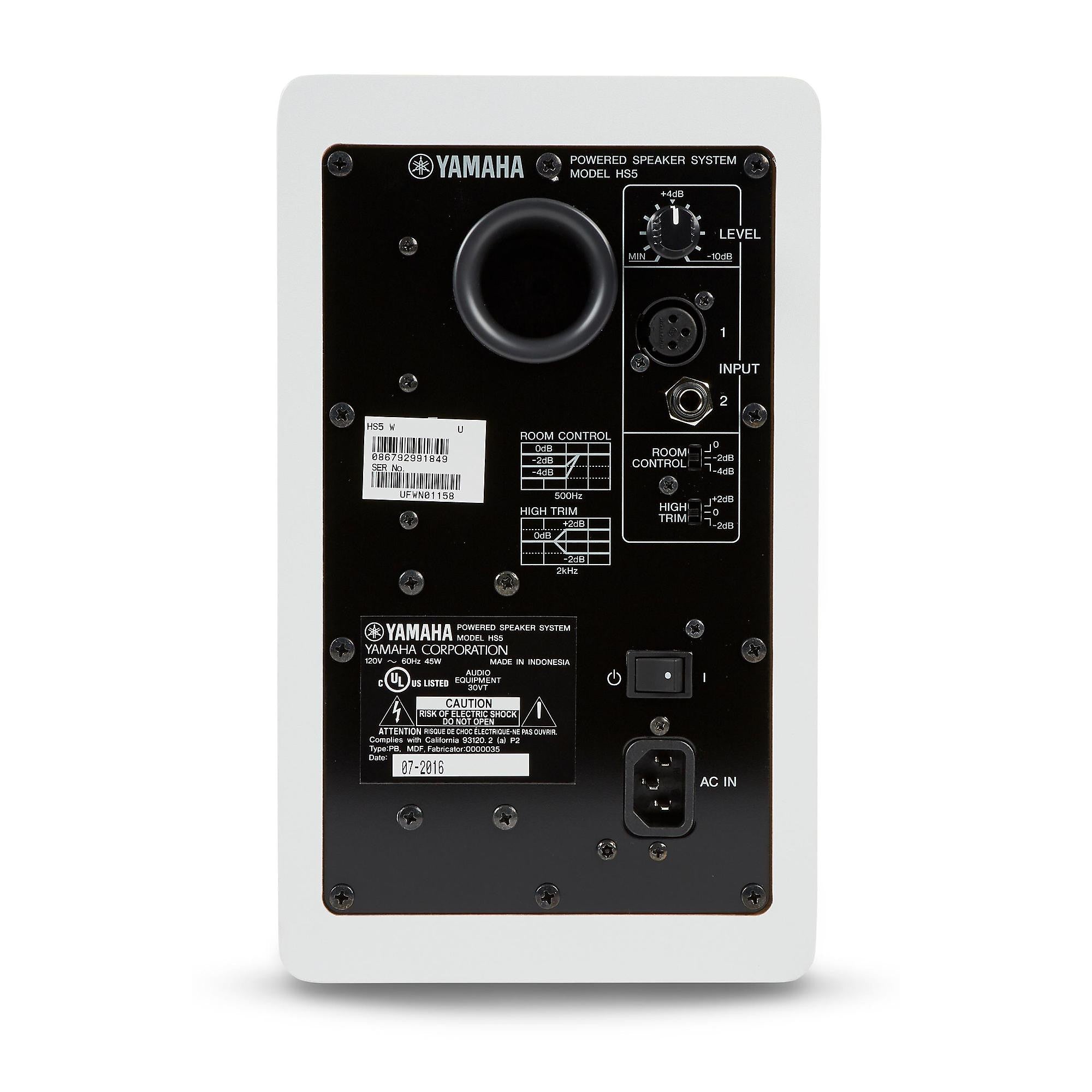 Yamaha HS5 W 5-inch Powered Studio Monitor, White (Each) White