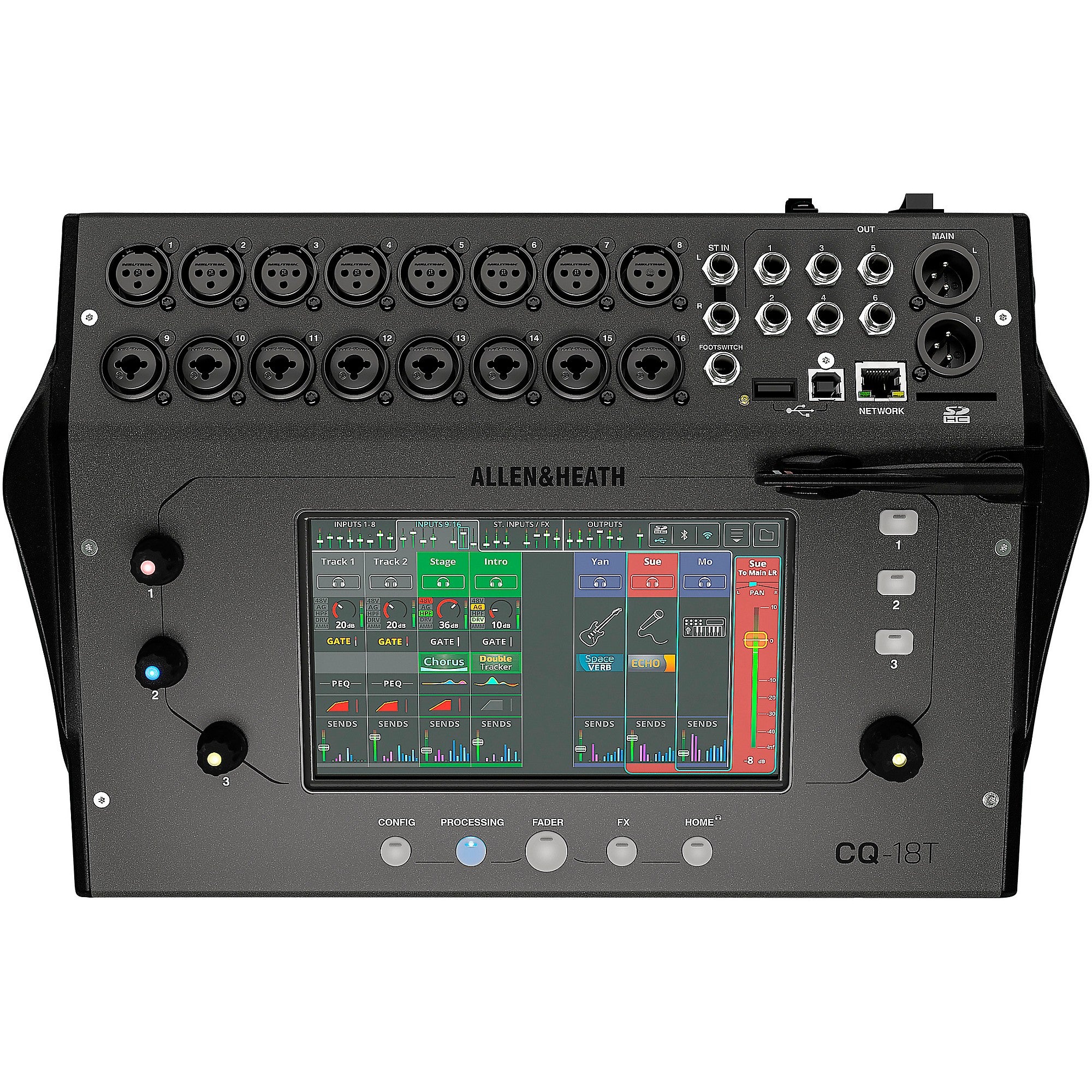 Allen & Heath CQ-18T Digital Mixer With 7-inch Touchscreen, Wi-Fi and Bluetooth Connectivity