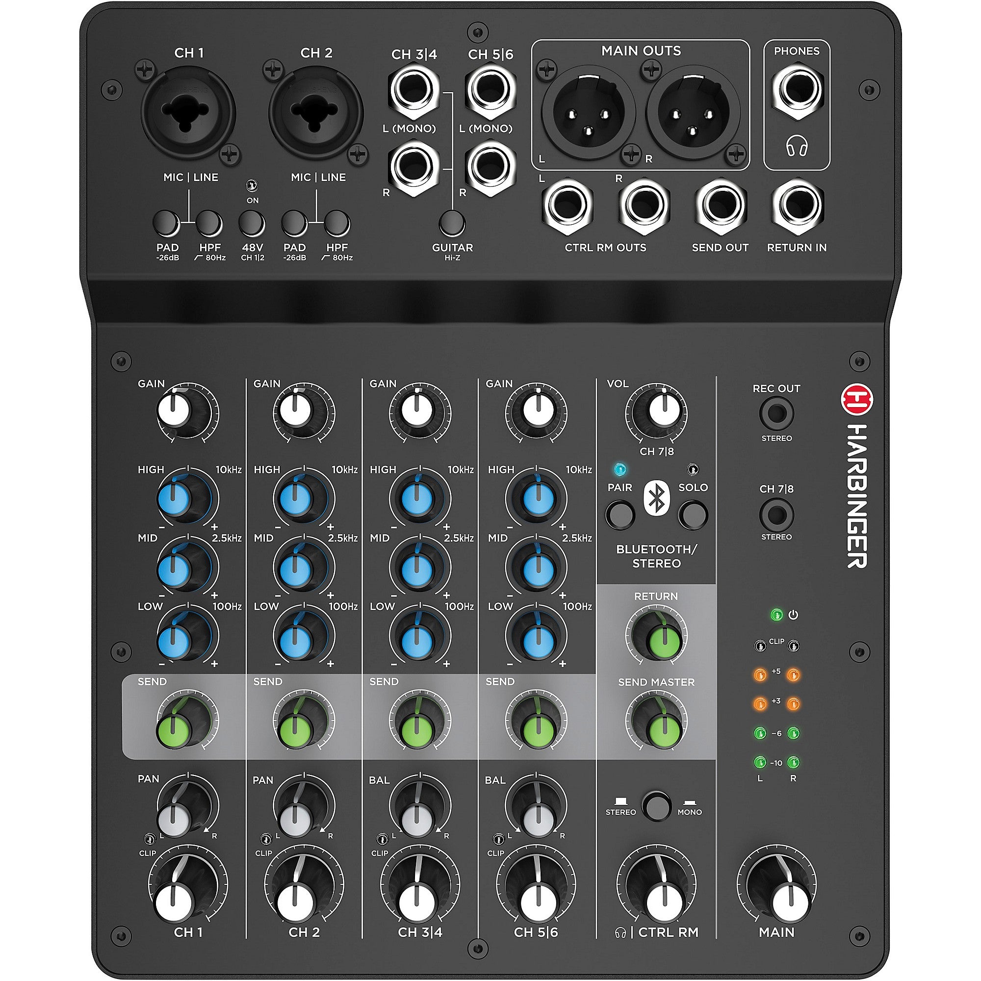 Harbinger LV8 8-Channel Analog Mixer With Bluetooth