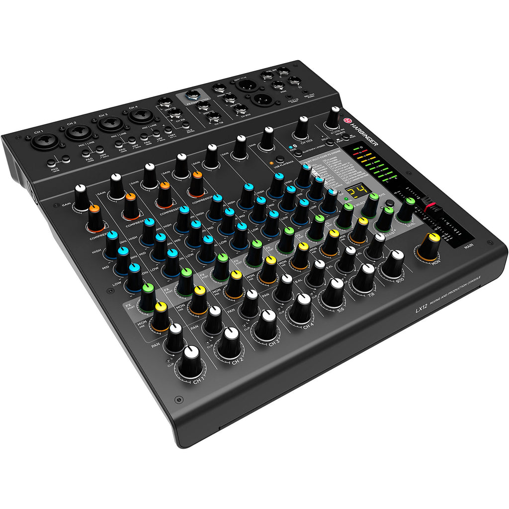 Harbinger LX12 12-Channel Analog Mixer With Bluetooth, FX and USB Audio