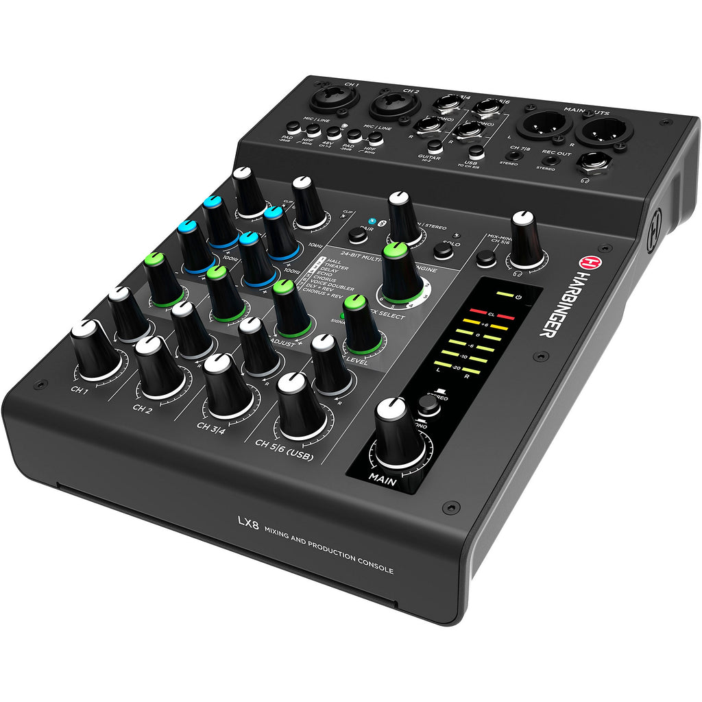 Harbinger LX8 8-Channel Analog Mixer With Bluetooth, FX and USB Audio