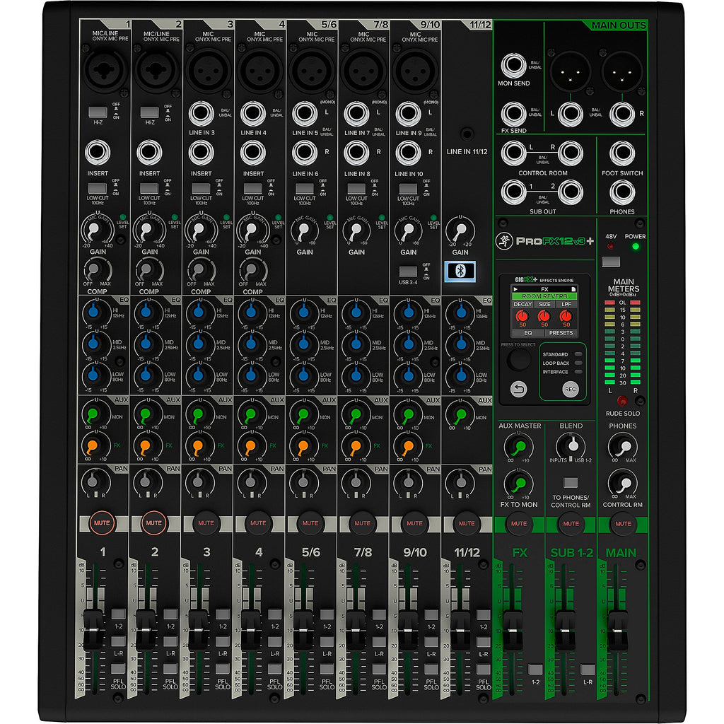 Mackie ProFX12v3+ 12-Channel Analog Mixer With Enhanced FX, USB Recording Modes and Bluetooth