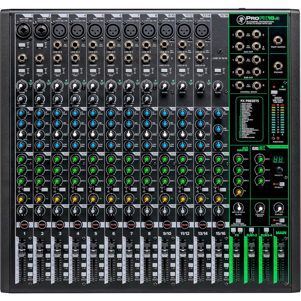 Mackie ProFX16v3 16-Channel 4-Bus Professional Effects Mixer With USB