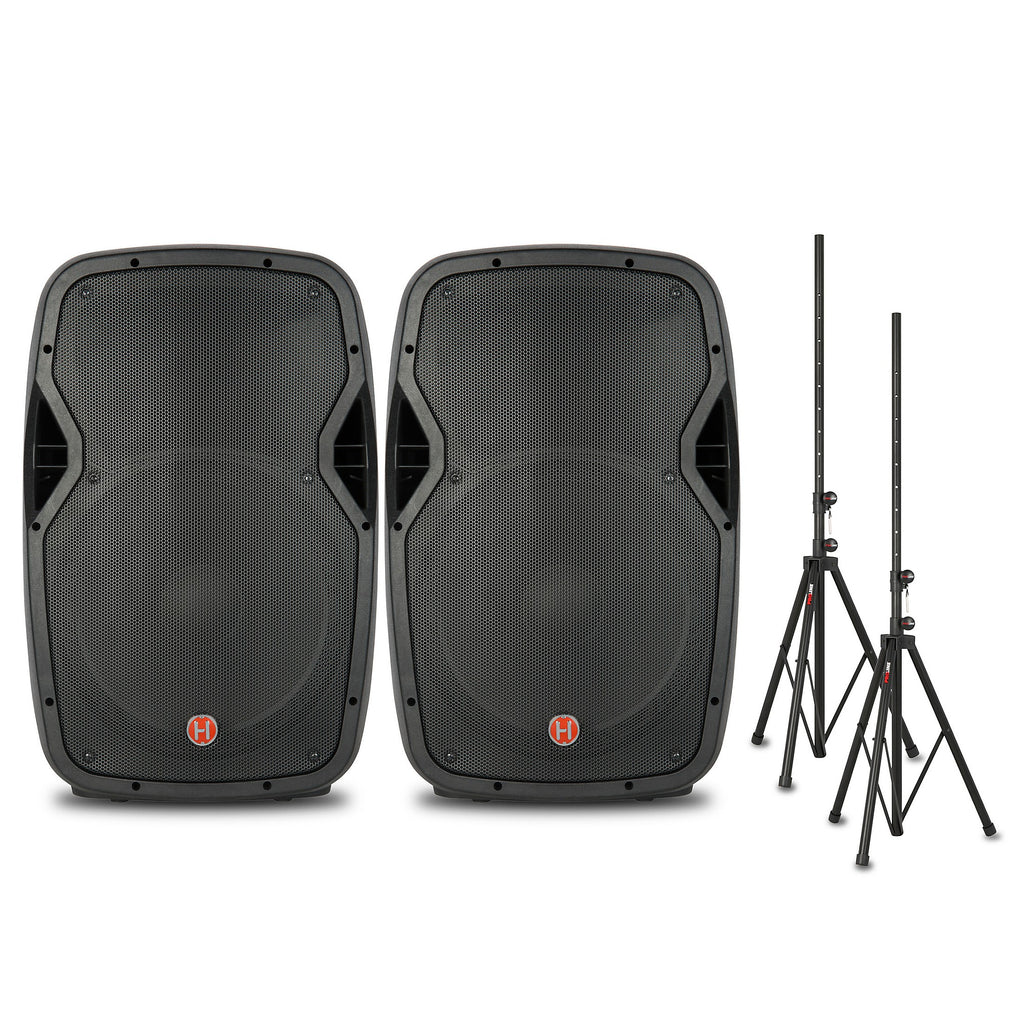 Harbinger Package With VARI V1015 15-inch Powered Speakers and Stands