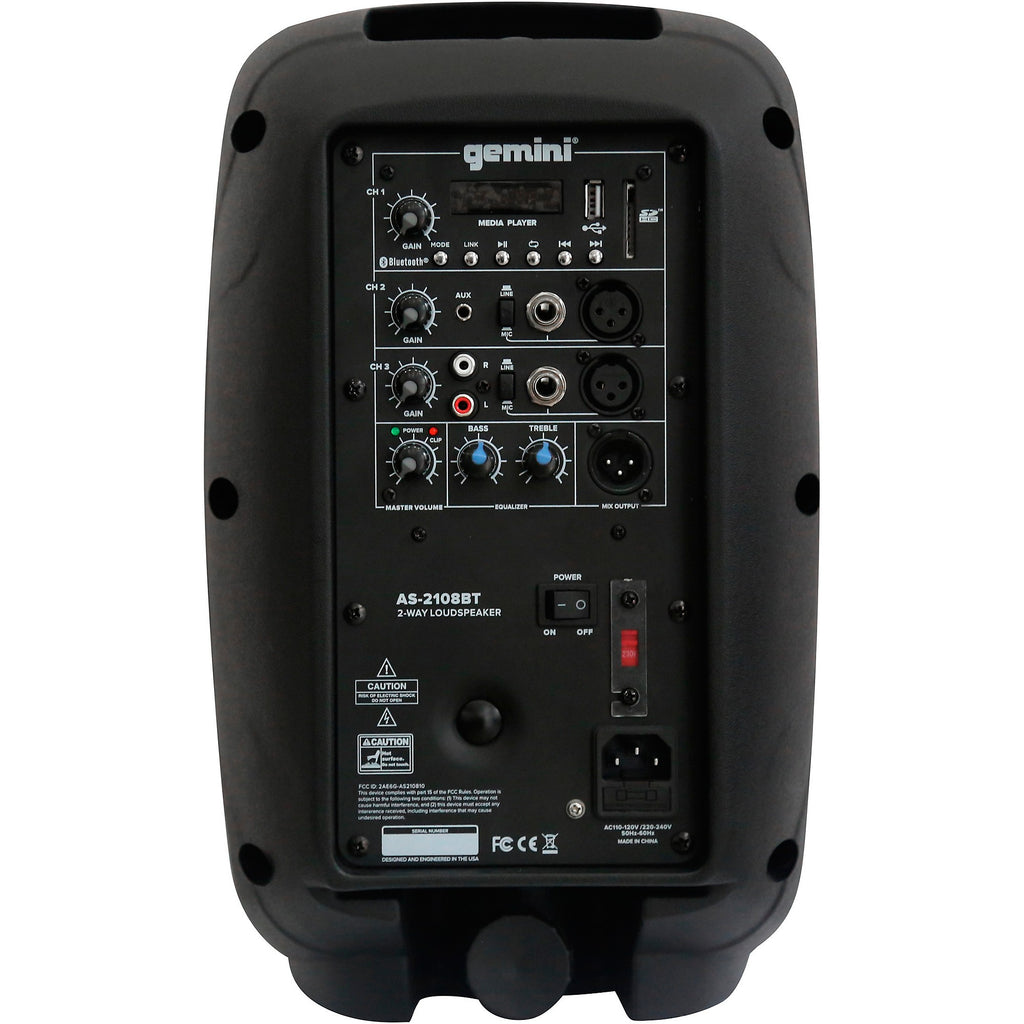 Gemini AS-2108BT 8-inch 500W Powered Loudspeaker With Bluetooth