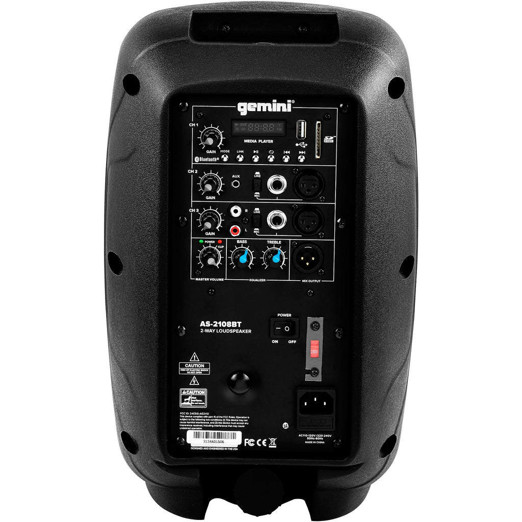 Gemini AS-2108BT 8-inch 500W Powered Loudspeaker With Bluetooth