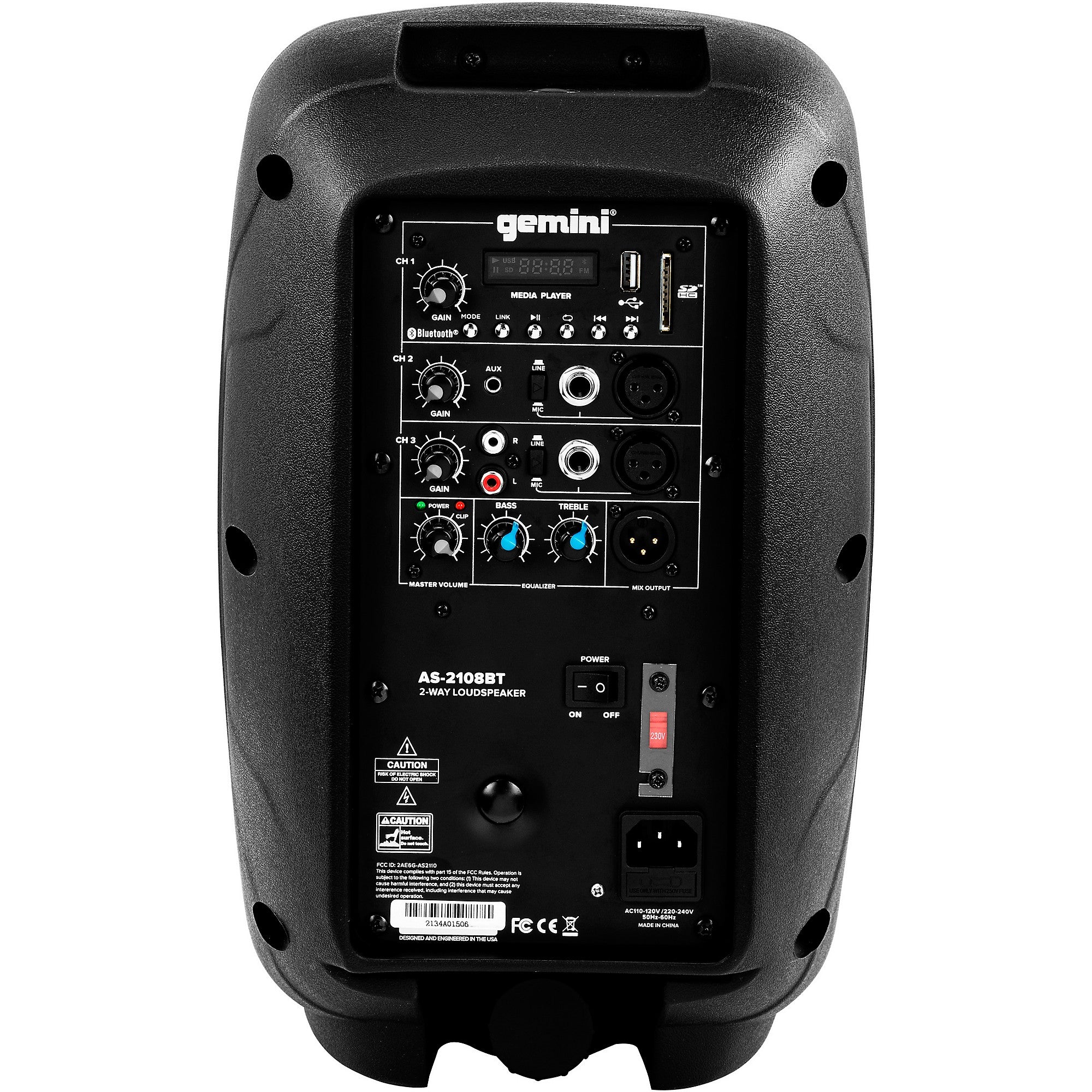 Gemini AS-2108BT 8-inch 500W Powered Loudspeaker With Bluetooth