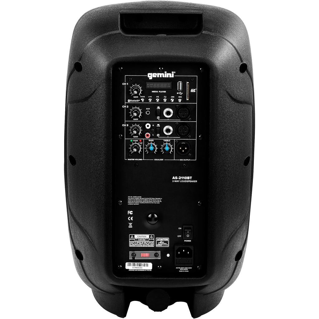 Gemini AS-2110BT 10-inch 1,000W Powered Loudspeaker With Bluetooth