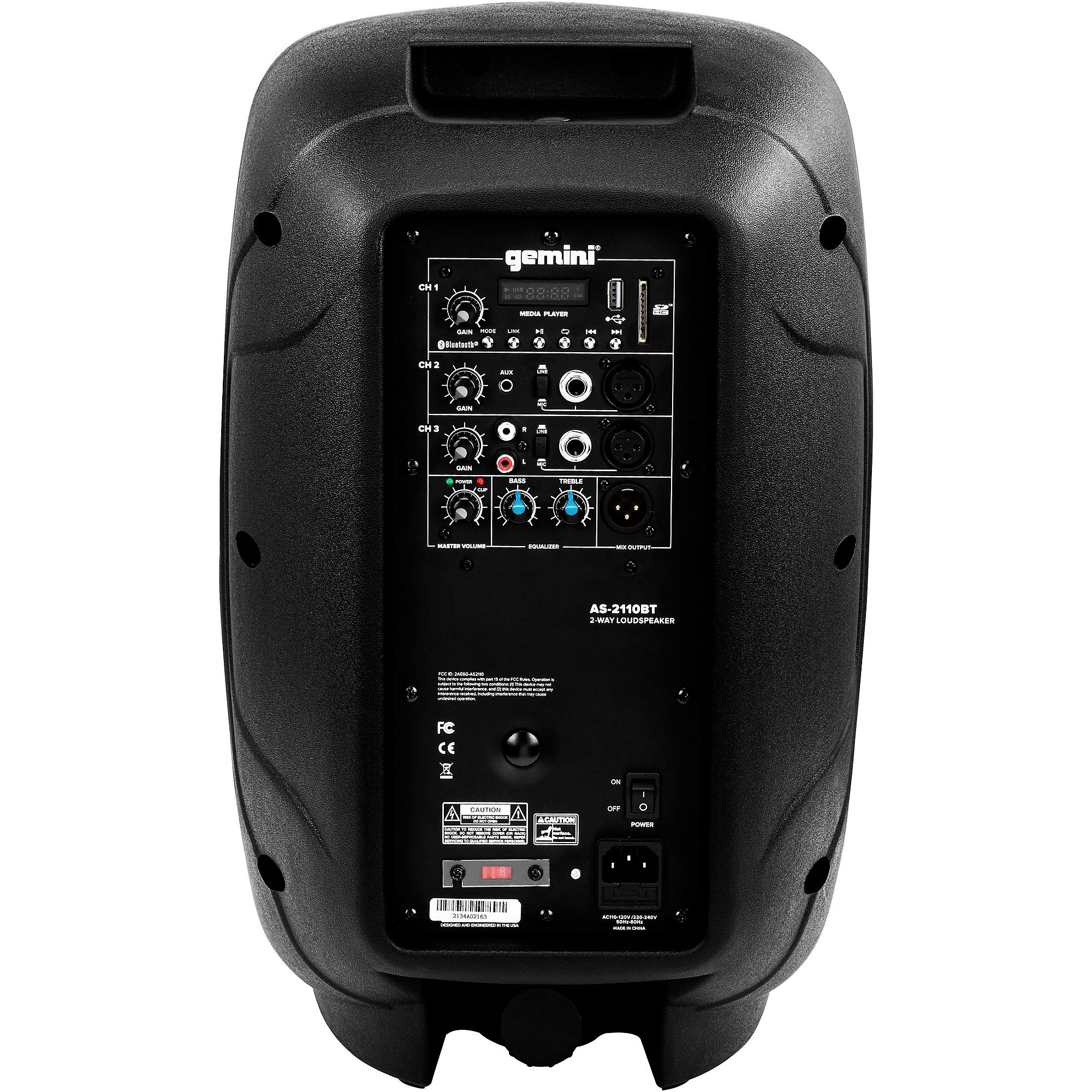 Gemini AS-2110BT 10-inch 1,000W Powered Loudspeaker With Bluetooth