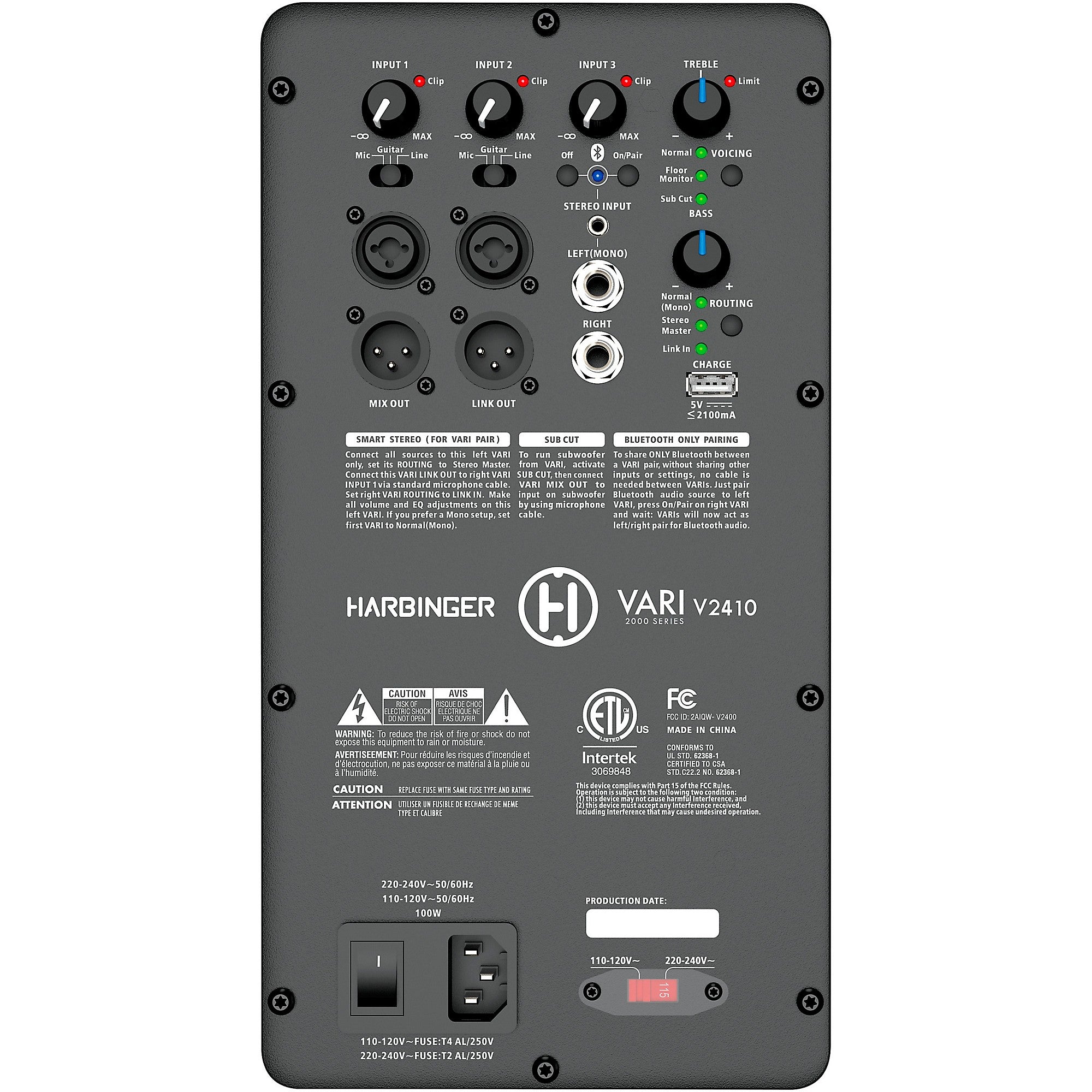 Harbinger VARI V2410 Powered 10-inch 2-Way Loudspeaker With Bluetooth, DSP and Smart Stereo
