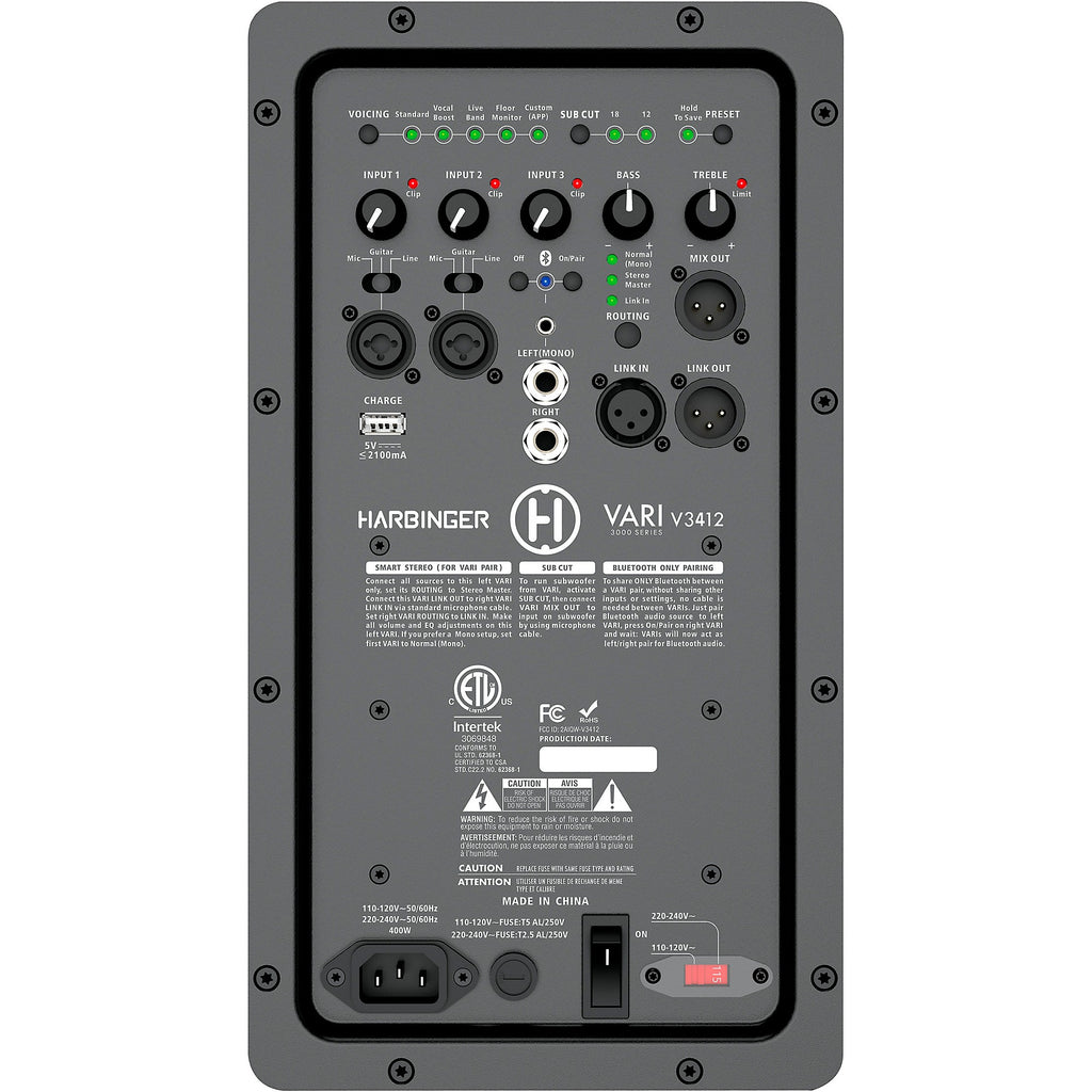 Harbinger VARI V3412 12-inch Powered 2-Way Loudspeaker