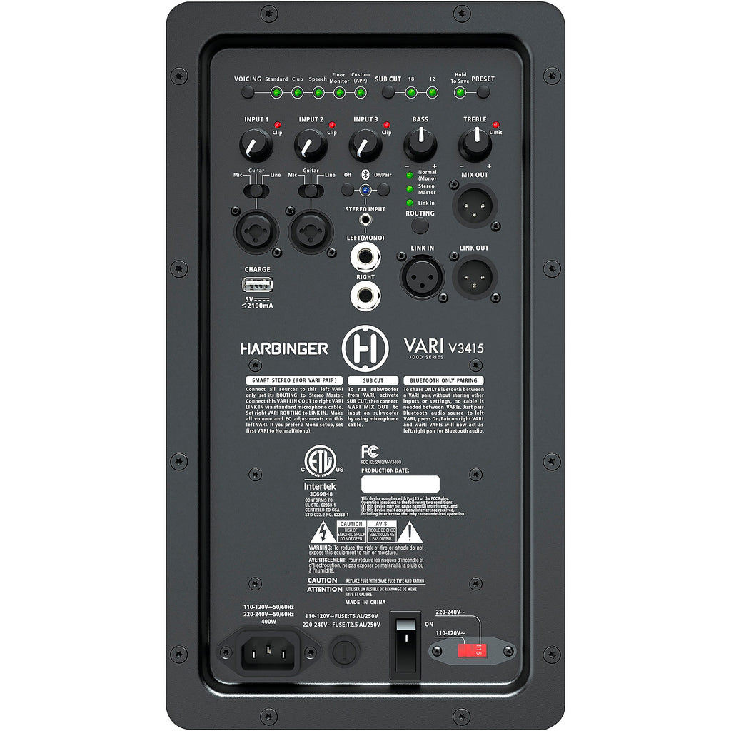 Harbinger VARI V3415 Powered 15-inch 2-Way Loudspeaker