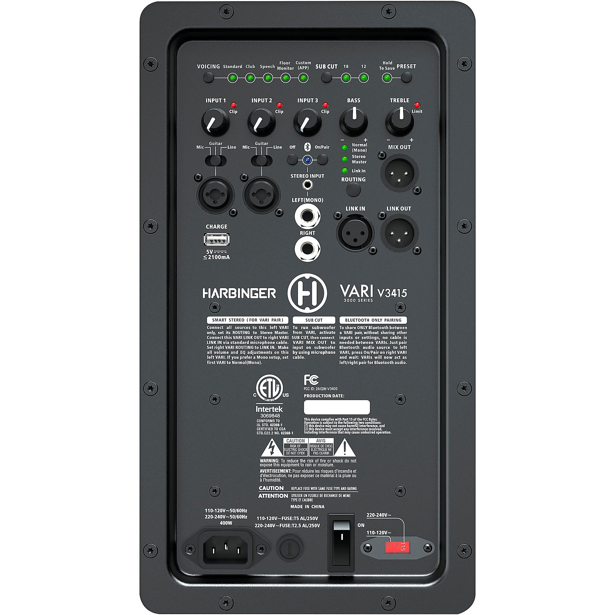 Harbinger VARI V3415 Powered 15-inch 2-Way Loudspeaker