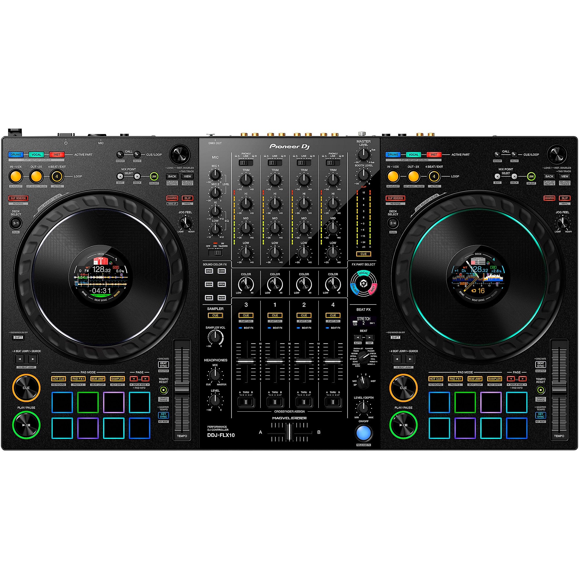 Pioneer DJ DDJ-FLX10 4-Channel Performance DJ Controller for rekordbox DJ and Serato DJ Pro Black