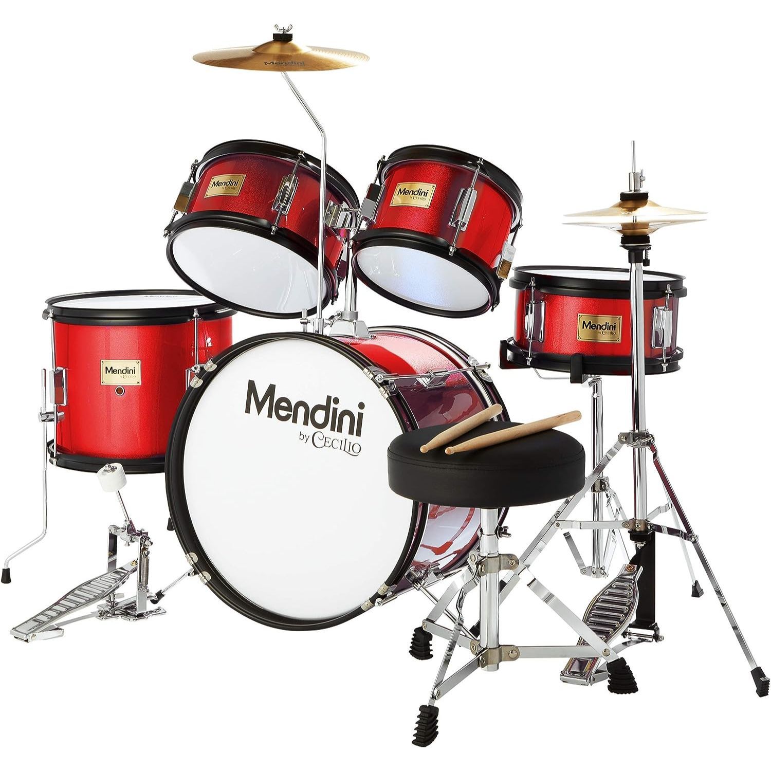 LW Essentials® Basic 5-Piece Junior Kids Drum Set with Hardware