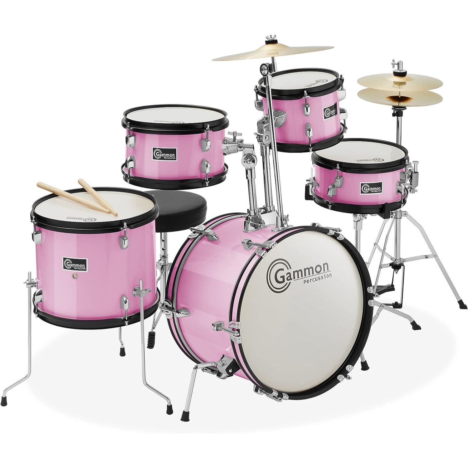 LW Essentials® Basic 5-Piece Junior Kids Drum Set with Hardware