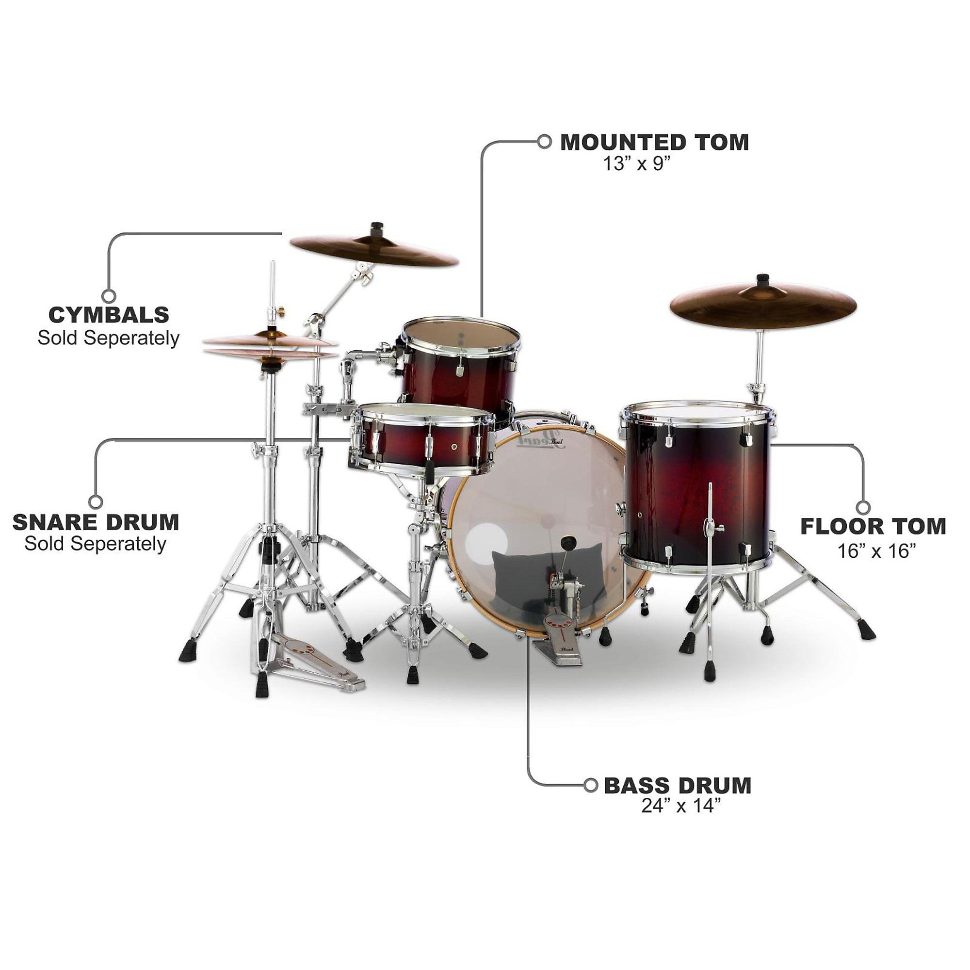 Pearl Decade Maple 3-Piece Shell Pack With 24-inch Bass Drum