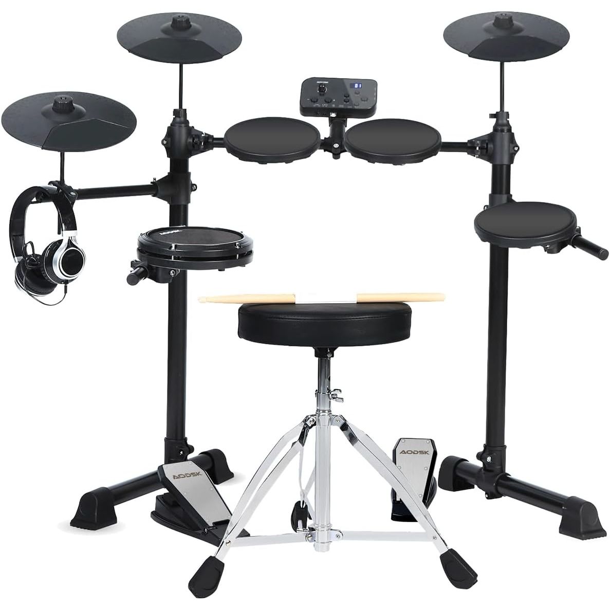 LW Essentials® Basic Electronic Drum Set with Mesh Heads and Bluetooth
