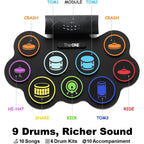 LW Essentials® Premium Kids Electronic 9-Pad Roll-Up Drum Set with Built-in Speaker
