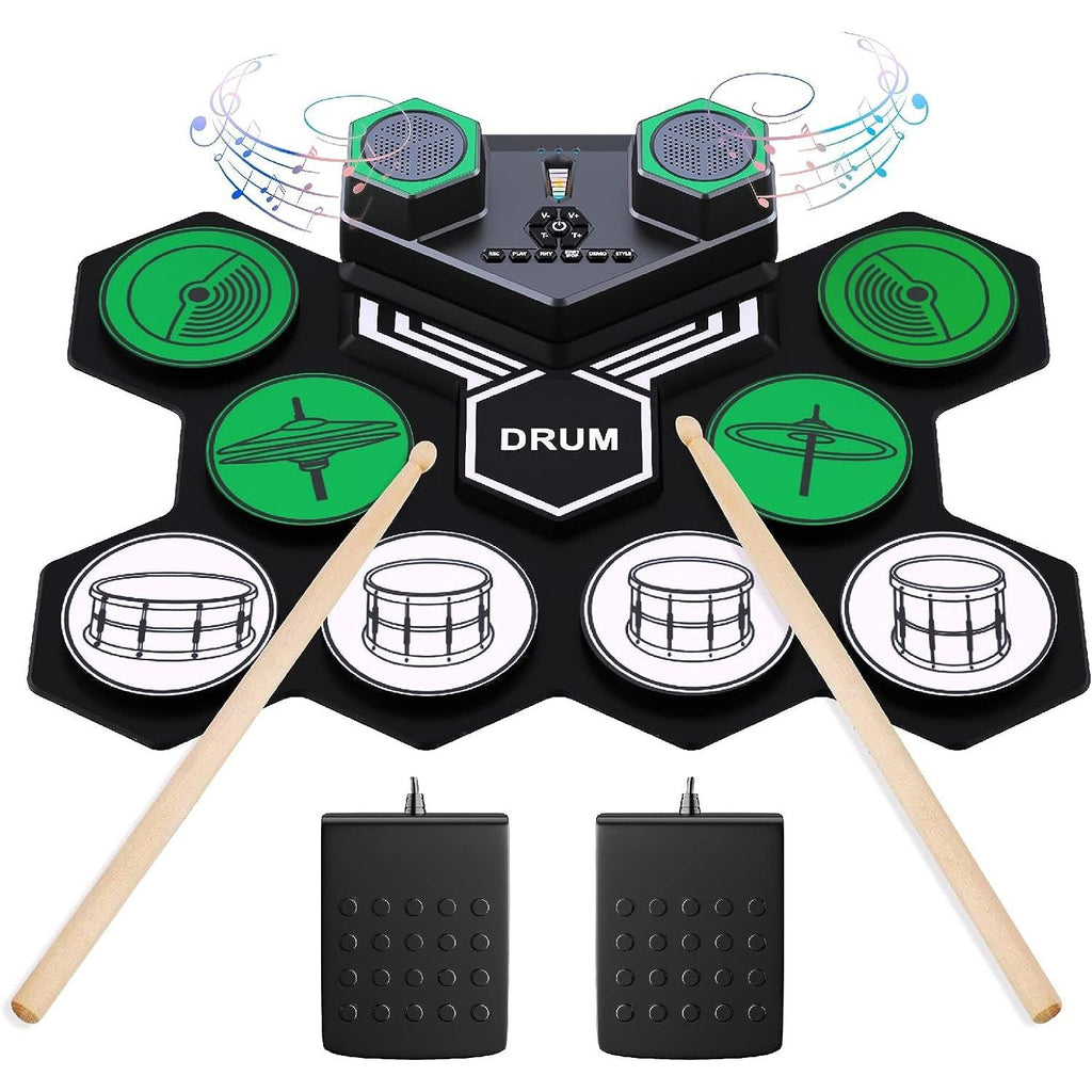 LW Essentials® Premium Kids Electronic 9-Pad Roll-Up Drum Set with Built-in Speaker