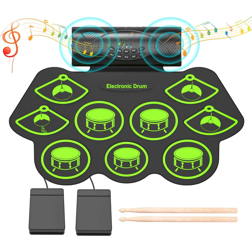 LW Essentials® Premium Kids Electronic 9-Pad Roll-Up Drum Set with Built-in Speaker