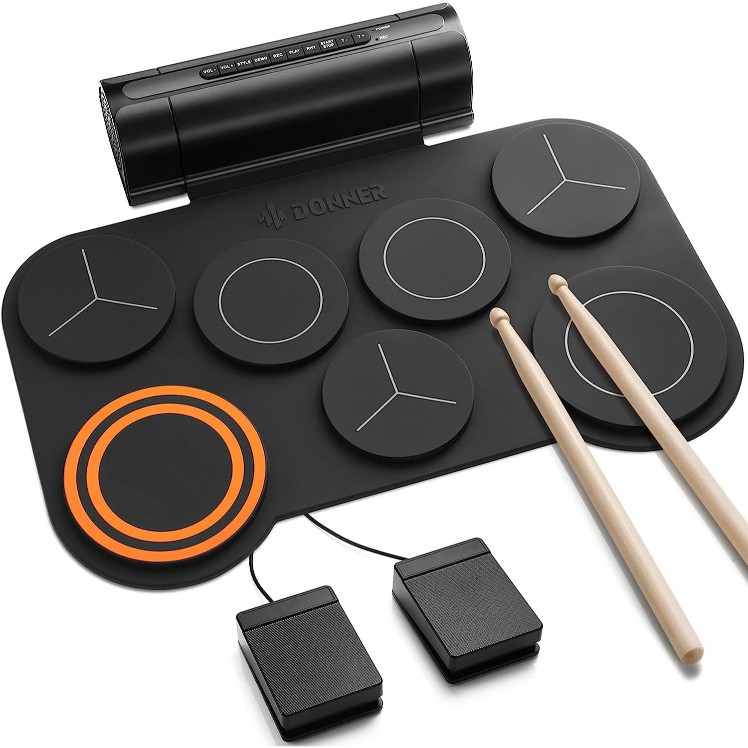 LW Essentials® Basic Kids Electronic 7-Pad Roll-Up Drum Set with Built-in Speaker