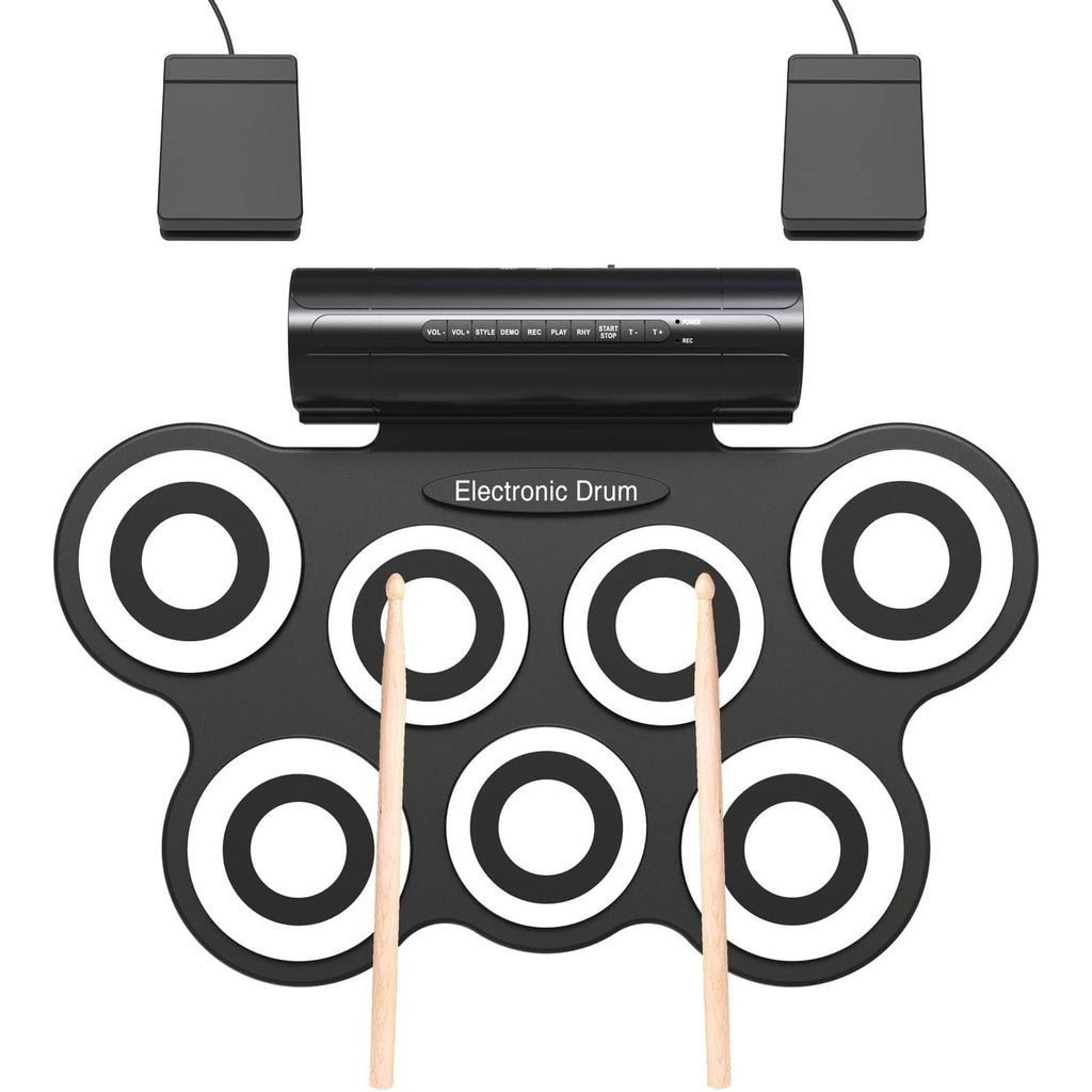 LW Essentials® Basic Kids Electronic 7-Pad Roll-Up Drum Set with Built-in Speaker