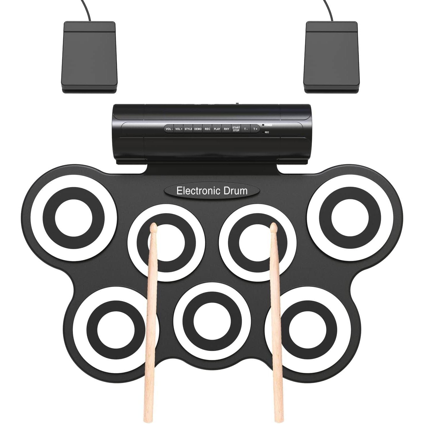 LW Essentials® Basic Kids Electronic 7-Pad Roll-Up Drum Set with Built-in Speaker