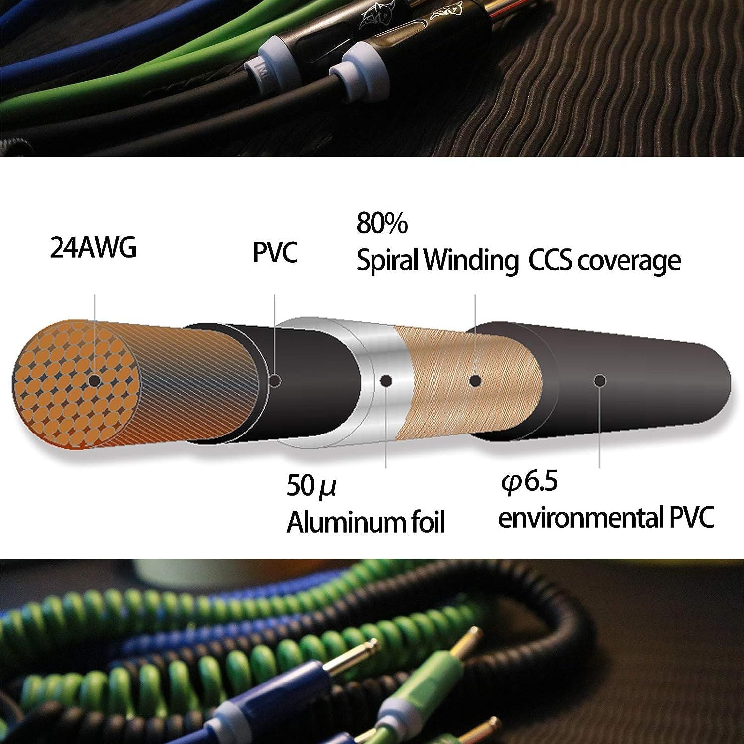 LW Essentials® Basic 1/4 in. Coiled TS Mono Instrument Cable