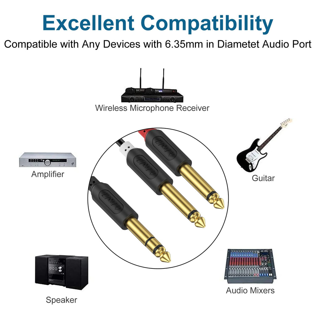 LW Essentials® Basic 1/4 in. Male TRS Stereo to Dual 1/4 in. Male TS Mono Adapter Cable