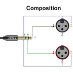 LW Essentials® Basic Dual XLR Female to 1/4 in. Male TRS Stereo Cable