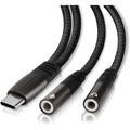 LW Essentials® Basic 3.5mm Dual Female to USB C Audio Adapter Cable